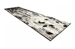 Koberec / Behúň GLOSS 409A 82 glamour, art deco čierny / sivý / zlatý