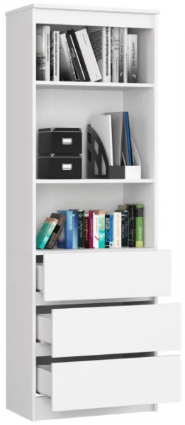 Ak furniture Kancelársky regál Rexa 60 cm 3 zásuvky a 2 police biely