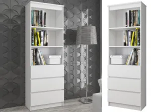 Ak furniture Kancelársky regál Rexa 60 cm 3 zásuvky a 2 police biely