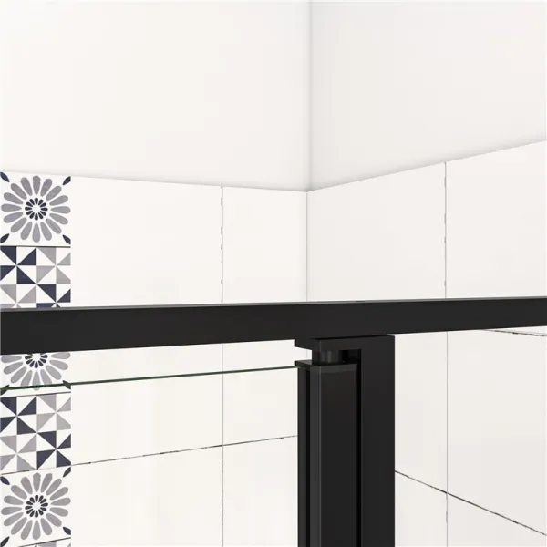 H K - Štvorcový sprchovací kút BLACK SAFIR R22, 120x120, s dvomi jednokrídlovými dverami s pevnou stenou, rohový vstup SE-BLACKSAFIRR22