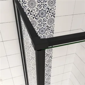 H K - Štvorcový sprchovací kút BLACK SAFIR R22, 120x120, s dvomi jednokrídlovými dverami s pevnou stenou, rohový vstup SE-BLACKSAFIRR22