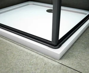 H K - Sprchovací kút BLACK SAFIR A2 100cm s dvoma jednokrídlovými dverami vrátane sprchovej vaničky z liateho mramoru SE-BLACKSAFIRA2100 / THOR-100sq