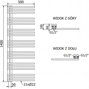 MEXEN - Neptún vykurovací rebrík/radiátor 1400 x 500 mm, 420 W, zlatá W101-1400-500-00-50