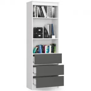 Ak furniture Knižnica R 60 cm biela/grafit