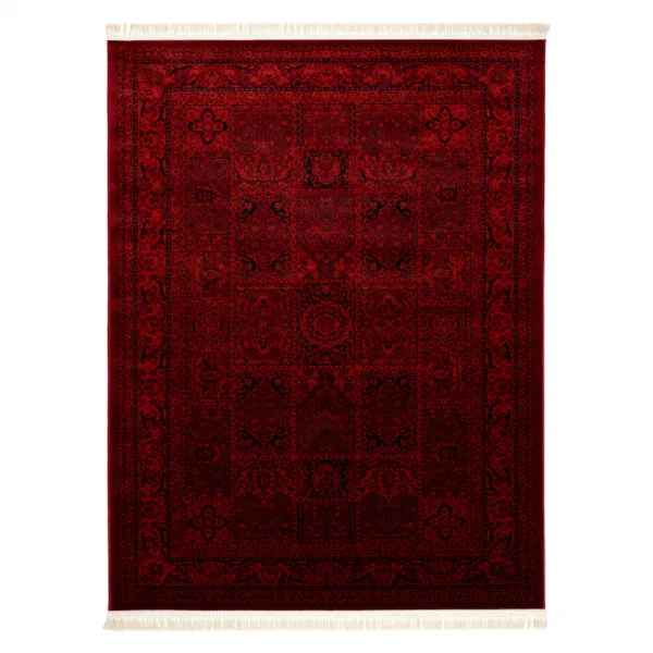 Koberec ORIENT 5365 so strapcami, rám / orientálny, bordový / čierny