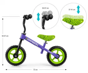 Detský balančný bicykel Milly Mally Dragon violet