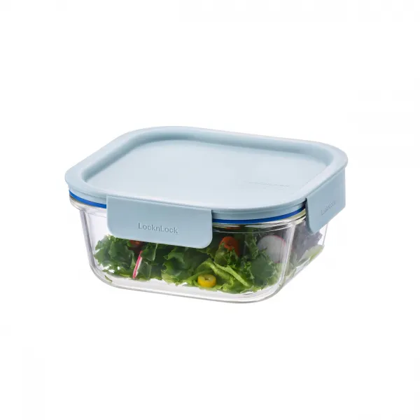 LOCKnLOCK Dóza sklenená štvorcová CLEAR, 750 ml, mint, 750 ml