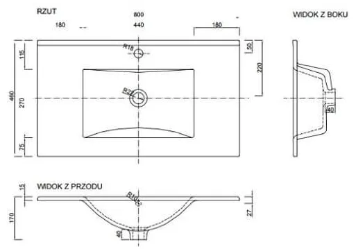 ArtDef Keramické umývadlo PLAN L1724 | 80 cm