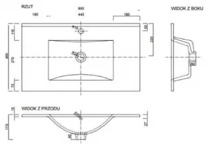 ArtDef Keramické umývadlo PLAN L1724 | 80 cm