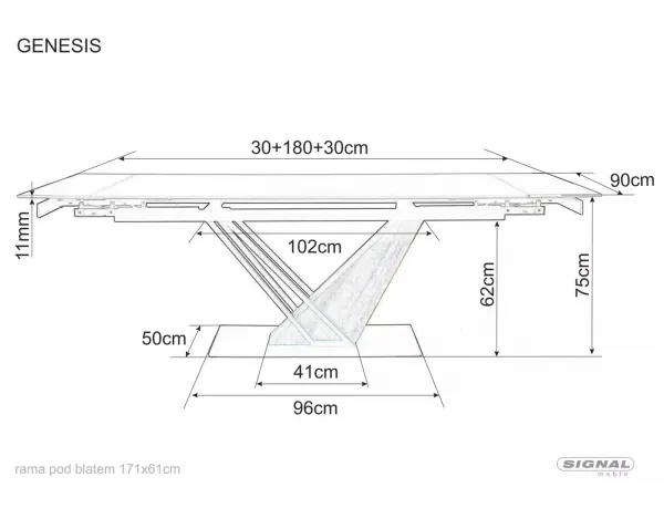 Signal Rozkládací jídelní stůl Genesis 180/240 cm černý/jasan