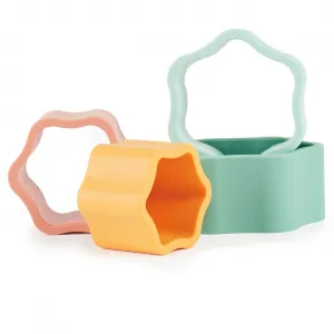 Bieco Silicone Stacking Tower Flower aktivity hračka 12 m+ Tropical Vibes 4 ks