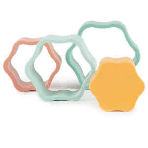 Bieco Silicone Stacking Tower Flower aktivity hračka 12 m+ Tropical Vibes 4 ks