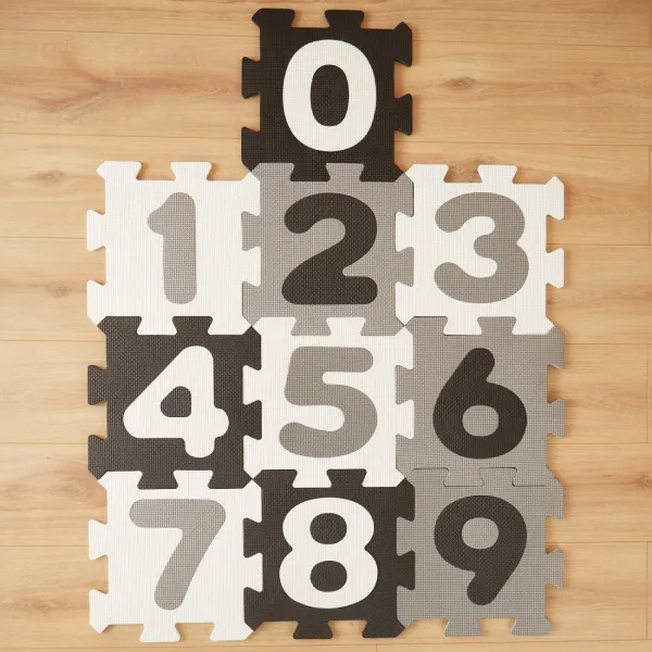 Bieco - Penová hracia podložka s číslami - puzzle black & white - 10 ks
