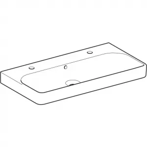 GEBERIT - Smyle Square Umývadlo, 90x48 cm, s prepadom, 2 otvory na batérie, biela 500.252.01.1