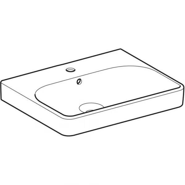 GEBERIT - Smyle Square Umývadlo, 60x48 cm, s prepadom, otvor na batériu, biela 500.229.01.1