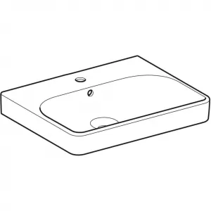 GEBERIT - Smyle Square Umývadlo, 60x48 cm, s prepadom, otvor na batériu, biela 500.229.01.1