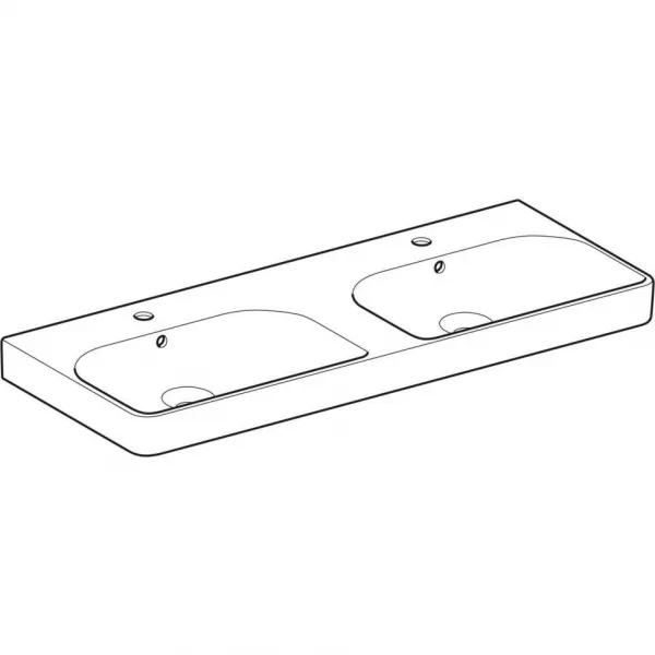 GEBERIT - Smyle Square Dvojumývadlo, 120x48 cm, s prepadom, 2 otvory na batérie, biela 500.223.01.1