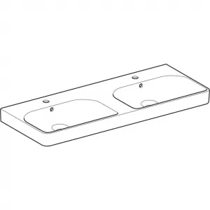 GEBERIT - Smyle Square Dvojumývadlo, 120x48 cm, s prepadom, 2 otvory na batérie, biela 500.223.01.1