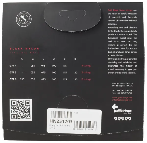 Galli BASS BLACK NYLON 5-Strings  G77-5