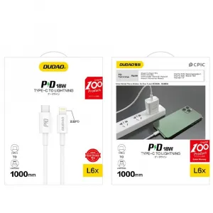 Dudao kábel USB-C - Lightning, 18 W Power Delivery 1 m, biely (L6X white)