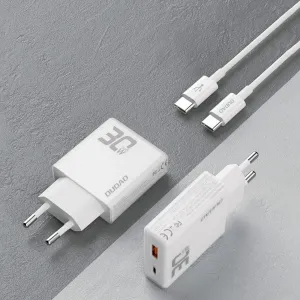 Dudao GaN nabíjačka 30W USB / USB-C + kábel USB-C - USB-C, A30EUT, biela