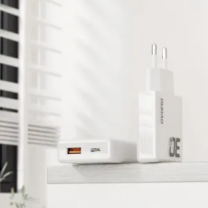 Dudao GaN nabíjačka 30W USB / USB-C + kábel USB-C - USB-C, A30EUT, biela