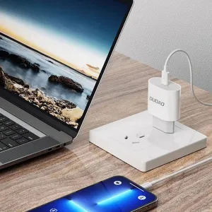 Dudao A14EU nabíjačka USB-C, PD 20W + kábel USB-C - USB-C, biela
