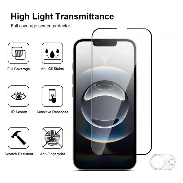 JP Full Pack Tvrdených skiel, 2x 3D sklo s aplikátorom + 2x sklo na šošovku, iPhone 16e / 17e