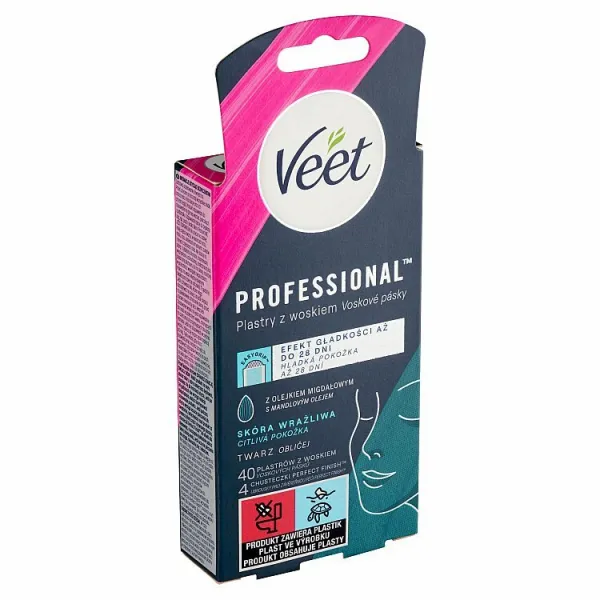 Veet Professional Voskové pásiky na tvár pre citlivú pokožku 40 ks