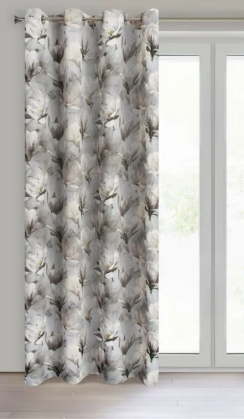 Sivýzávesskvetinovoupotlačounakruhy140x250cm
