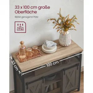 VASAGLE Skriňa s posuvnými dverami, 100 x 80 x 33 cm, hnedá