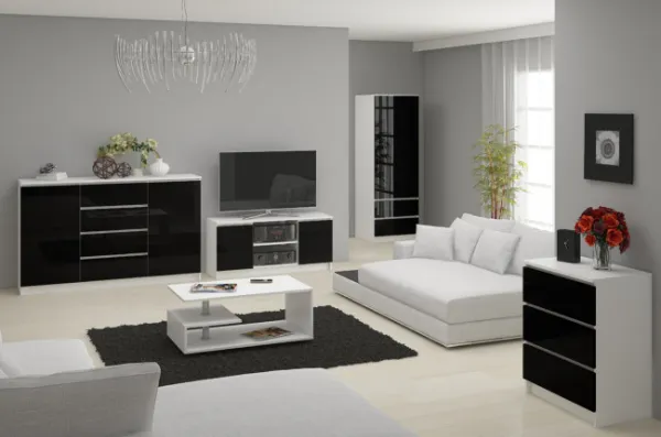 Ak furniture Komoda Rollo X 140 cm čierna/biela