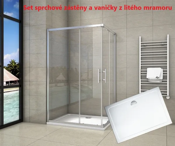 H K - Sprchový kút obdĺžnikový, SIMPLE 100x76 cm L / P variant, rohový vstup vrátane sprchovej vaničky z liateho mramoru SE-SIMPLE10076 / THOR-10076