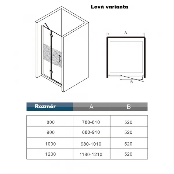 H K - Zalamovacie dvere MELODY LINE B8 88-91 x 195, ľavé SE-MLINELB890SET