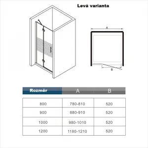 H K - Zalamovacie dvere MELODY LINE B8 88-91 x 195, ľavé SE-MLINELB890SET