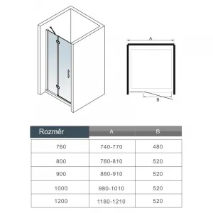 H K - Sprchové dvere MELODY F5 100 jednokrídlové s pevnou stenou 98-101 x 195 cm SE-MELODYF5100SET