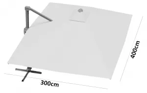Garden Line Zahradní slunečník s ochranným obalem a LED osvětlením ROMA 300 x 400 cm šedý