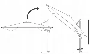 Garden Line Zahradní slunečník s ochranným obalem a LED osvětlením ROMA 300 x 400 cm šedý