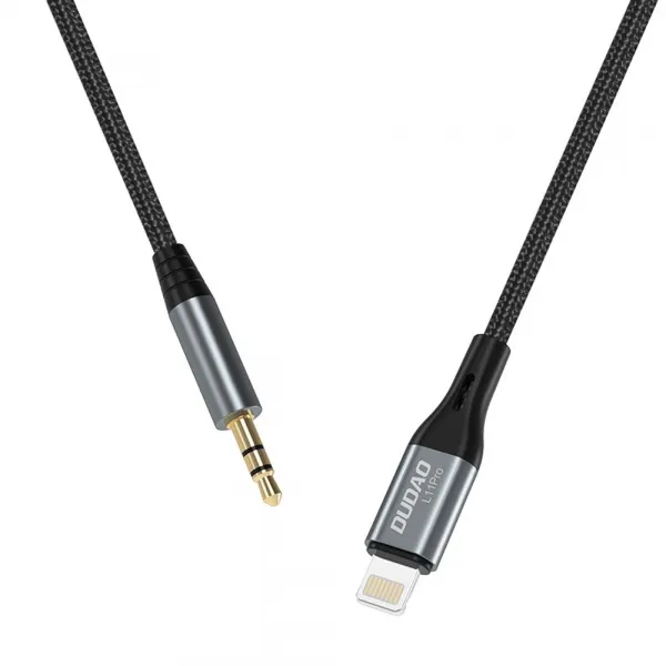 Dudao L11PRO Audio kábel Lightning - Mini jack 3,5 mm, 1 m, sivý