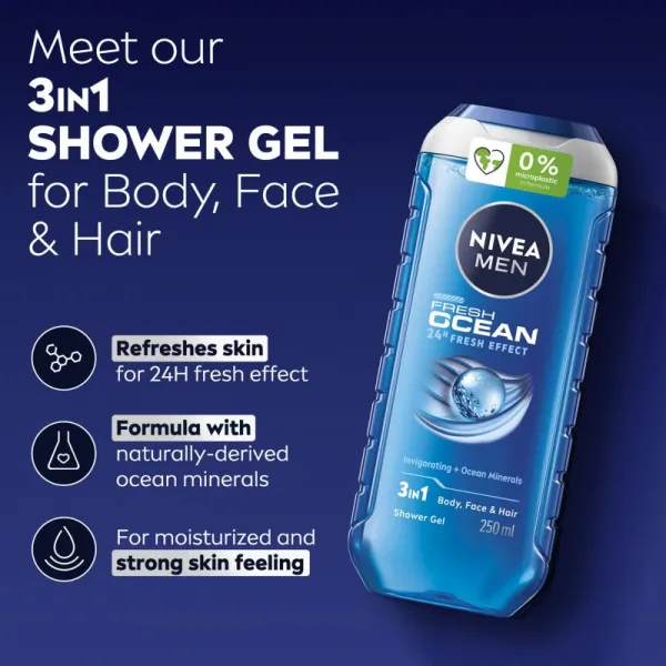 NIVEA MEN Fresh Ocean energizujúci sprchový gél pre mužov 250 ml