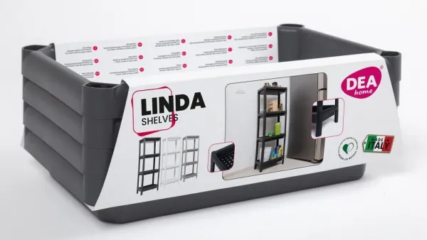 LINDA štvorposchodový regál, biely