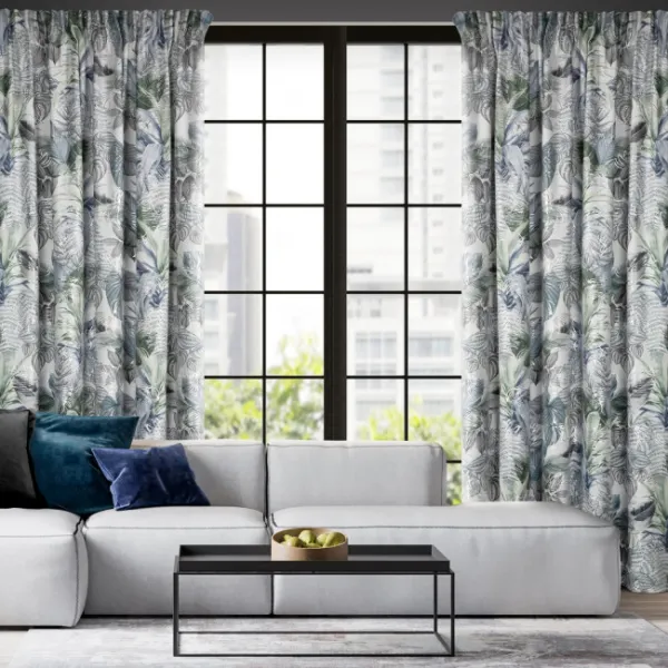 Hotový záves DAVOS 2 zelený / biely - na páske