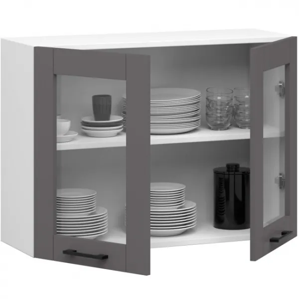 Ak furniture Závěsná kuchyňská skříňka OLIVIE W 80x58 cm bílá mat/grafitově šedá