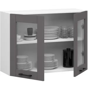 Ak furniture Závěsná kuchyňská skříňka OLIVIE W 80x58 cm bílá mat/grafitově šedá
