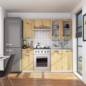 Ak furniture Závěsná kuchyňská skříňka OLIVIE W 80x72 cm bílá mat/dub artisan