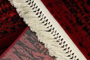 Koberec ORIENT 5820 so strapcami, pruhy / orientálny, bordový / čierny