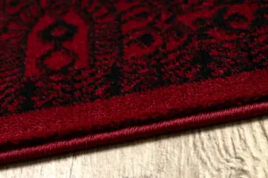 Koberec ORIENT 6039 so strapcami, rám / orientálny / rozeta, bordový / čierny