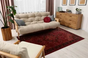 Koberec ORIENT Y307 so strapcami, rám / ornament / klasický, bordový / čierny