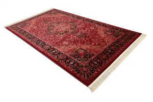 Koberec ORIENT Y307 so strapcami, rám / ornament / klasický, bordový / čierny