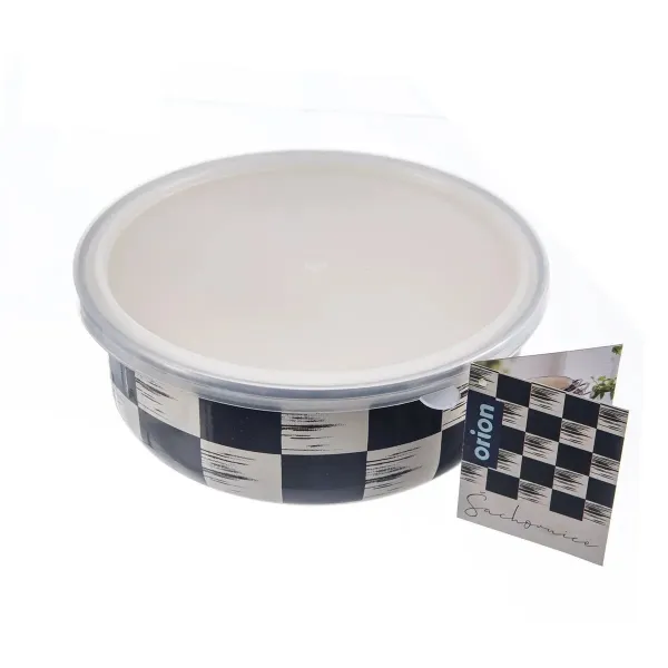 Miska smalt ŠACHOVNICA Lem+UH viečko pr. 19 cm